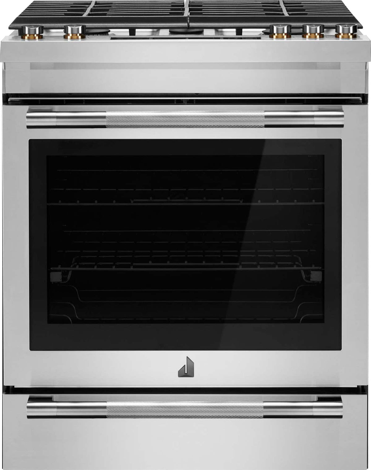 JennAir - 30 in. Wide 5 Burner 5.8 Cu. Ft. Slide-In Gas Convection Range with Self-cleaning and Air Fry - Stainless Steel
