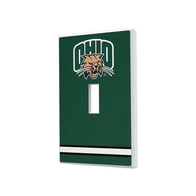 Front. Keyscaper - Ohio Bobcats Stripe Design Single Toggle Light Switch Plate - Multicolor.
