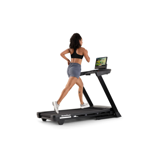 Front. NordicTrack - NordicTrack T Series 16: Folding Treadmill with Incline & Decline, 16" Smart HD Touchscreen, & Powered by iFIT - Black.