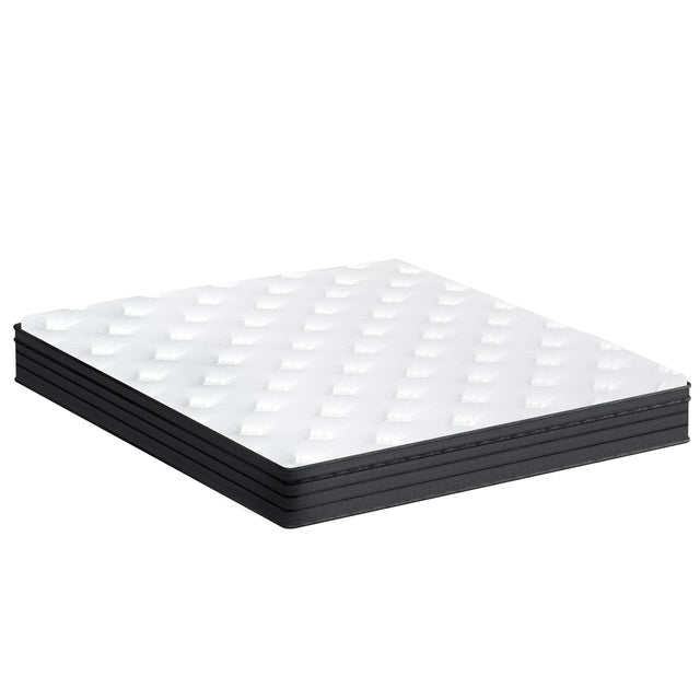 Front. KERDOM - 10'' Spring Mattress with Gel Memory Foam, Motion Isolation, Medium Firm Fiberglass Free, Ergonomic Strong Edge Support - Black.