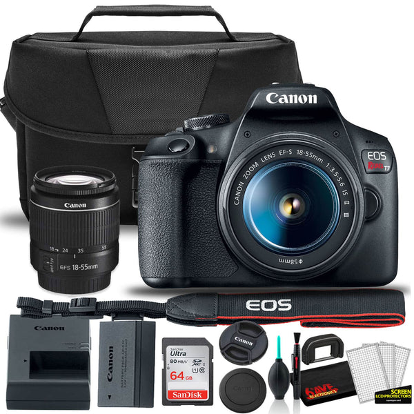 Bundle - Canon - EOS Rebel T7 DSLR Camera w 18-55mm Lens Starter + w: EOS Bag + Ultra 64GB - Black