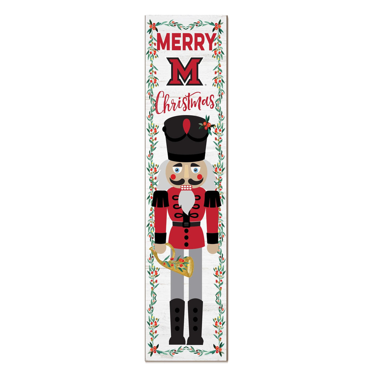 Jardine - Miami University RedHawks 11" x 46" Nutcracker Holiday Leaner Sign - White