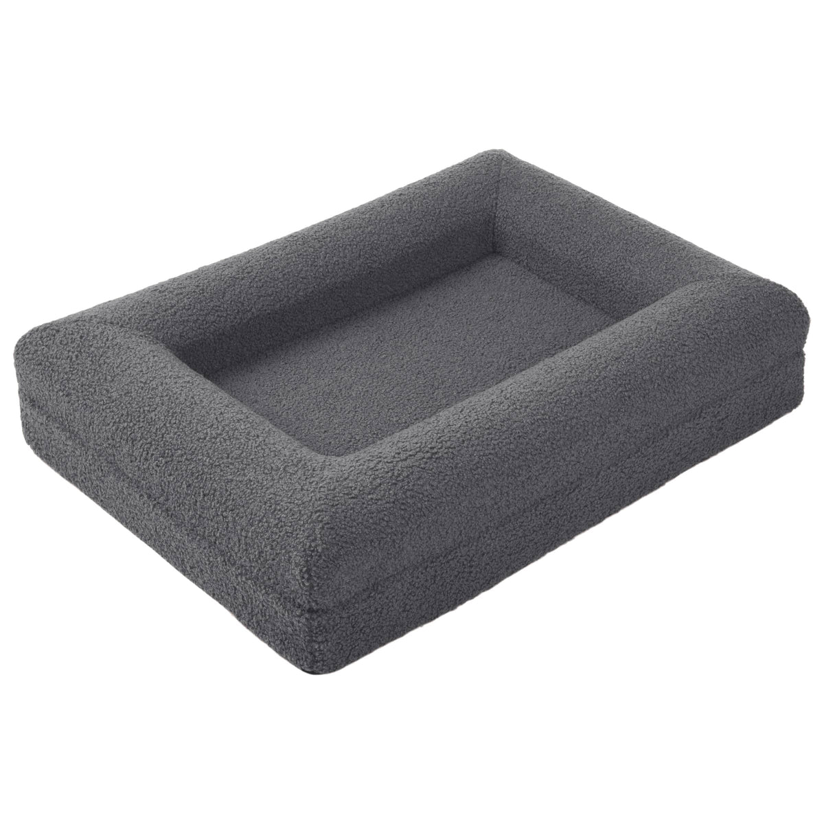 PetMaker - Orthopedic Dog Bed 26x19 Inch Small Dog Bed with Supportive Bolster, Nonslip Bottom, and Removable Washable Cover - Gray
