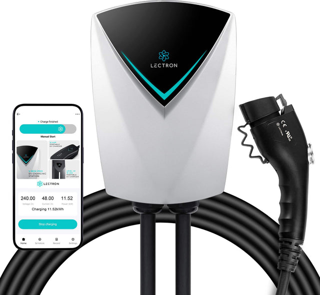 LECTRON Charge finished Manual start - OR ... CURRENT: 240.00 48.00 11.52 VOLTAGE: 11.52kWh Stop charging frame Schedule Record Settings