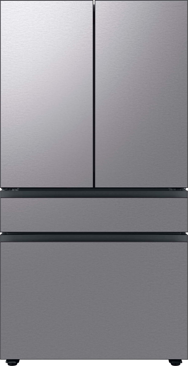 Front. Samsung - BESPOKE 23 cu. ft. 4-Door French Door Counter Depth Smart Refrigerator with AutoFill Water Pitcher - Stainless Steel.