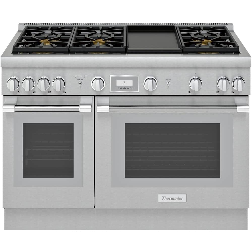 Thermador - Pro Harmony 48 in. Wide 6.8 Cu. Ft. Freestanding Double Oven Dual Fuel Convection Range with 6 Burners - Stainless Steel