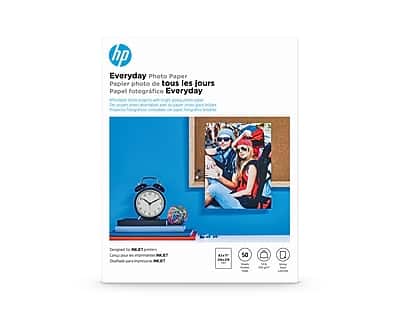 HP - Everyday Glossy Photo Paper, 8.5" x 11", 50 Sheets/Pack - White