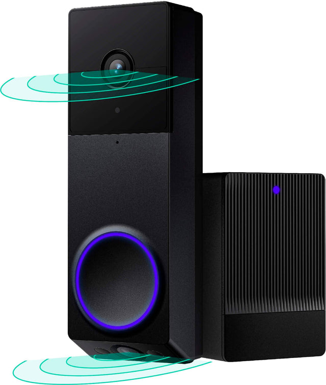 Video Doorbell Camera Wyze Duo Cam Doorbell - Dual 2K Camera, Battery or Wired Smart Doorbell with 2-Way Audio & Chime - Black
