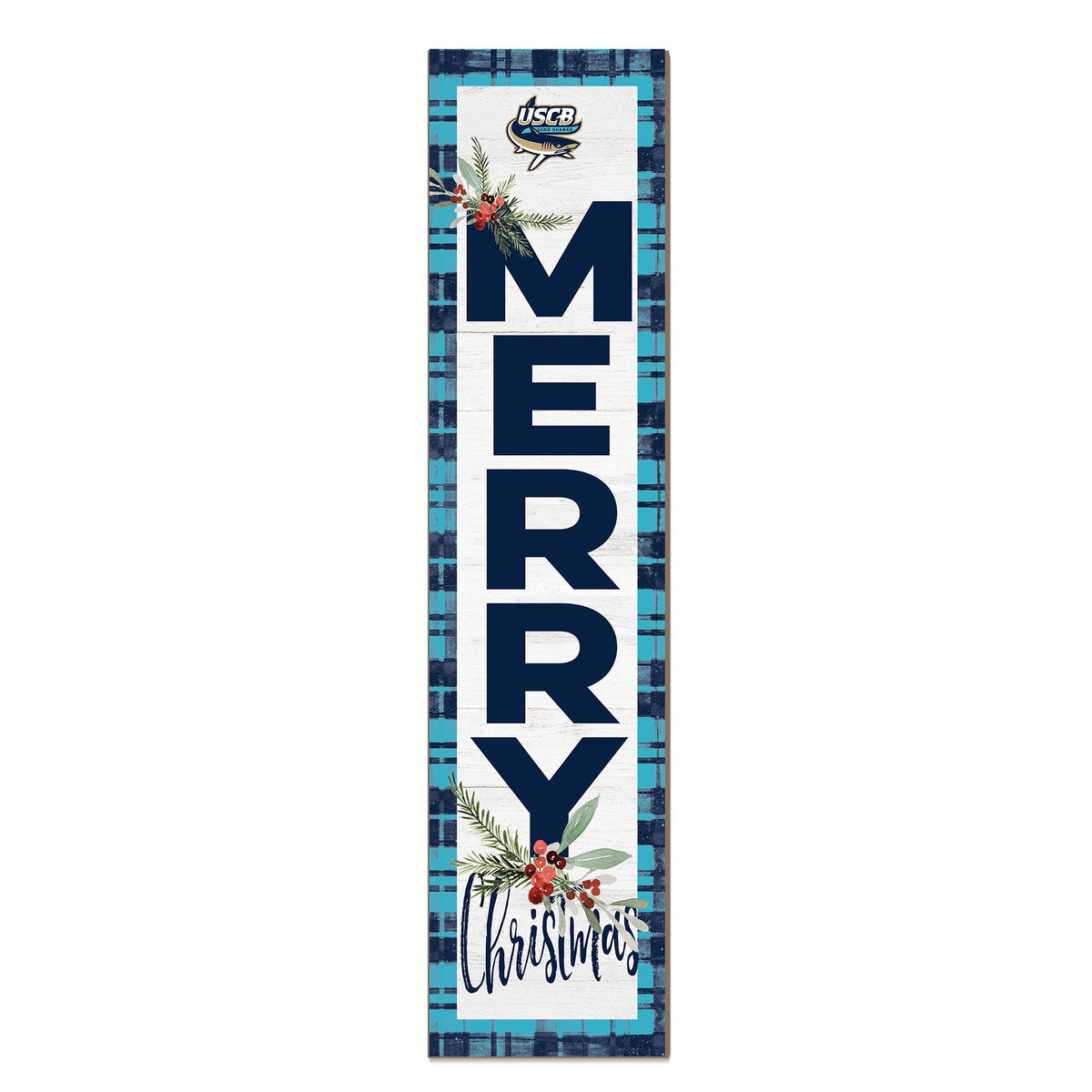 Jardine - South Carolina Beaufort Sand Sharks 12'' x 48'' Outdoor Merry Christmas Leaner - White