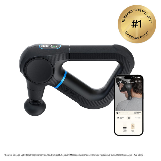 G IN BRAND PERCUSSIVE US #1 MASSAGE GUNS*  
:59 - we Latt dck Crvel Therabody RrI / - - -  H - II - H - - - i  
"Source: Circana, LLC, Retail Tracking Service. US. Comfort & Recovery Massage Appliances, Handheld Percussive Guns, Dollar Sales, Jan - Aug 2025.