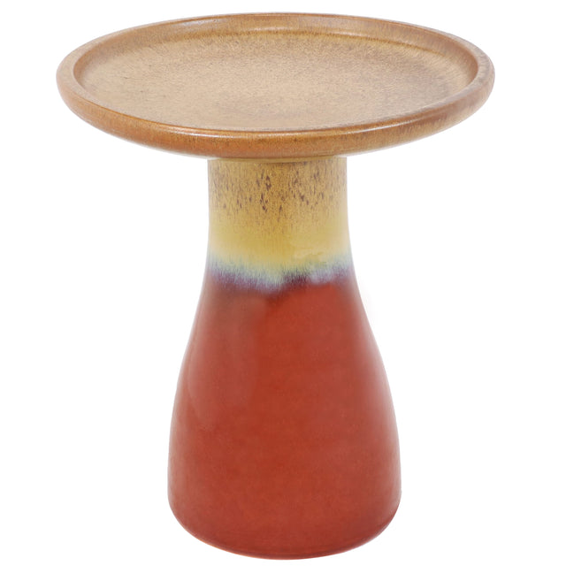 Front. Sunnydaze - Duo-Tone Glazed Ceramic Bird Bath - 20.5 in - Lemon Cognac.