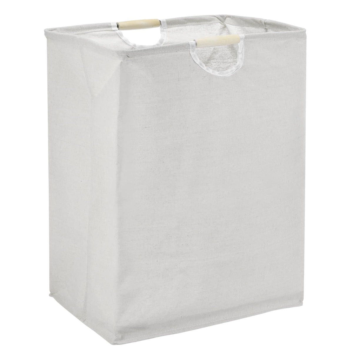 Unique Bargains - Large Laundry Basket, Foldable Hamper with Wooden Handles, Tall Storage for Comforter, Clothing, Blanket, Pillows - White