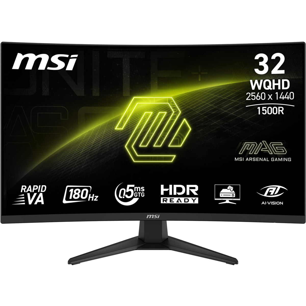 MSI - MAG 321CQF E18 31.5" QHD Curved Rapid VA 180Hz 0.5ms Gaming Monitor with FreeSync and HDR Ready (HDMI, DisplayPort) - Black
