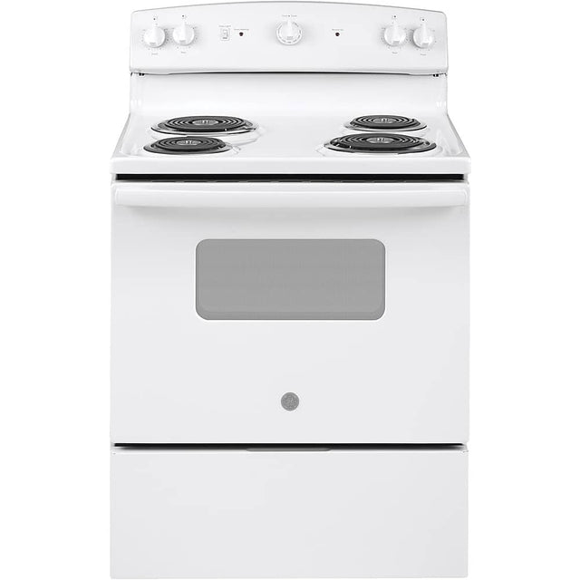 Front. GE - 5.0 Cu. Ft. Freestanding Electric Range - White.