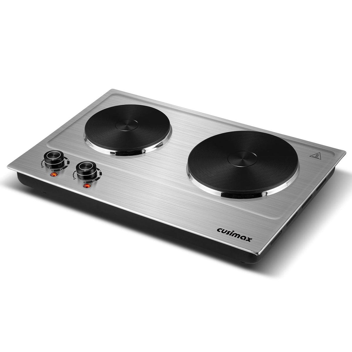 Cusimax - 1800W Hot Plate, Electric Small Stove, Cooktop Electric Portable, 2 Burner Cook Electric Top, 120V, 7 Heat Settings - Silver