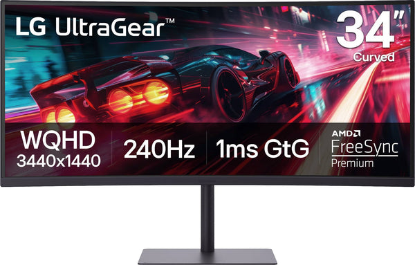 LG - UltraGear 34" Curved WQHD 240Hz FreeSync Premium Gaming Monitor with DisplayHDR400 (HDMI, DP, USB-C, USB-A) - Black