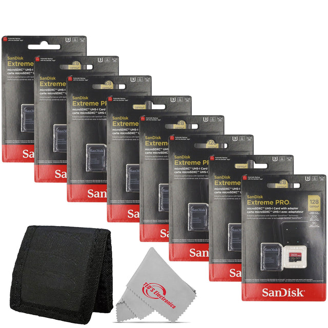 - SanDisk Extreme microSDXC UHS-I carte
- SanDisk Extreme ACTON microSDXC UHS-I carte
- SanDisk Extreme PRO microSDXC UHS-I carte
- SanDisk Extreme PRO 128GB microSDXC UHS-I Card with adapter