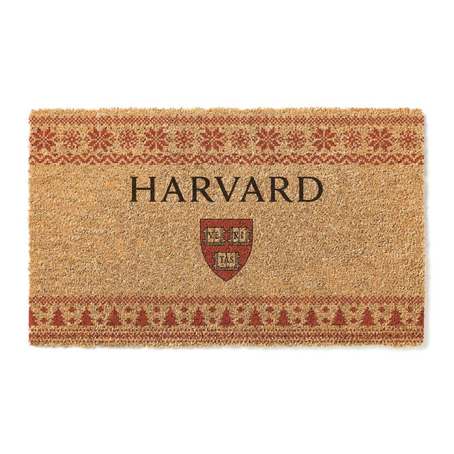Front. Jardine - Harvard Crimson 18" x 30" Holiday Coir Doormat - Brown.