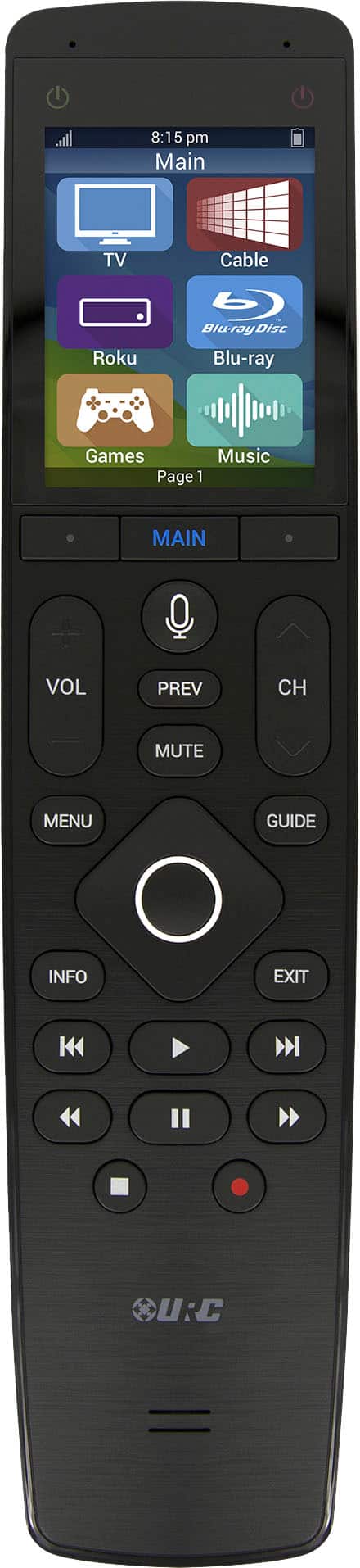 Universal Remote Control - Touch Screen Wand Remote with Microphone - Black