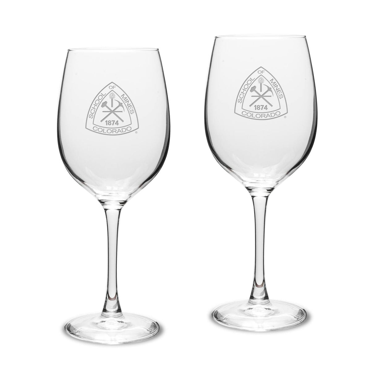 Jardine - Colorado School of Mines Orediggers 16oz. 2-Piece Traditional White Wine Glass Set - Multicolor