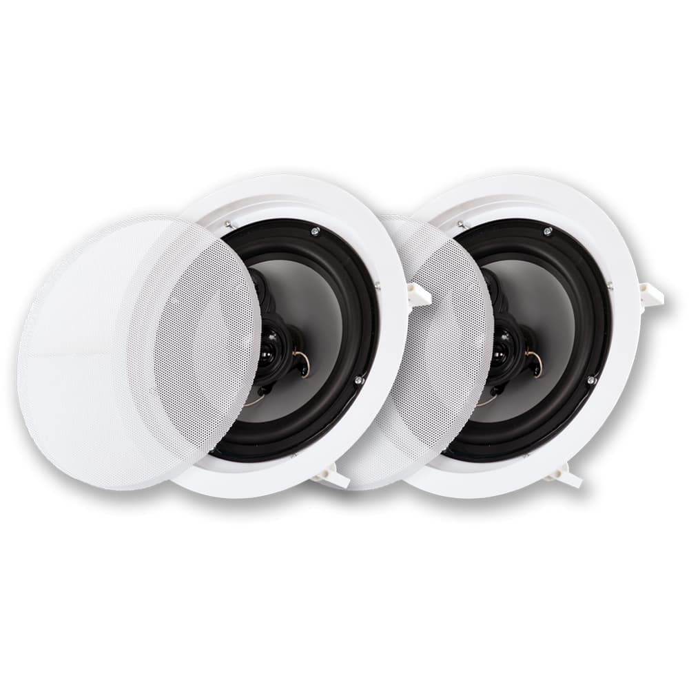 Acoustic Audio by Goldwood - CSic83 in Ceiling 8" Speaker Pair 3 Way Home Theater Speakers - Paintable White