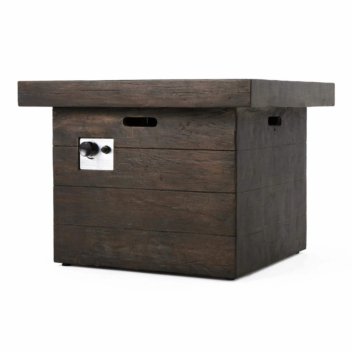 RYHNUYNE - 32" Square MGO Fire Pit – 40,000 BTU Wood-Burning Outdoor Fireplace Finish for Patio, Backyard, Garden - Brown