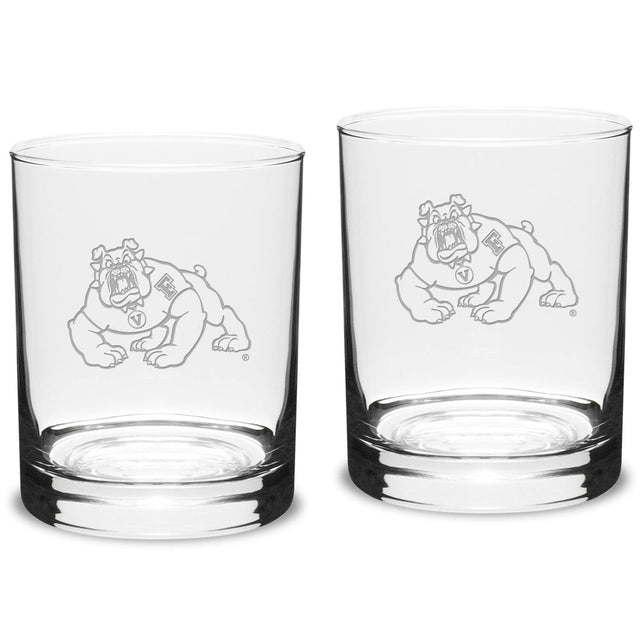 Front. Jardine - Fresno State Bulldogs 14oz. 2-Piece Classic Double Old-Fashioned Glass Set - Multicolor.