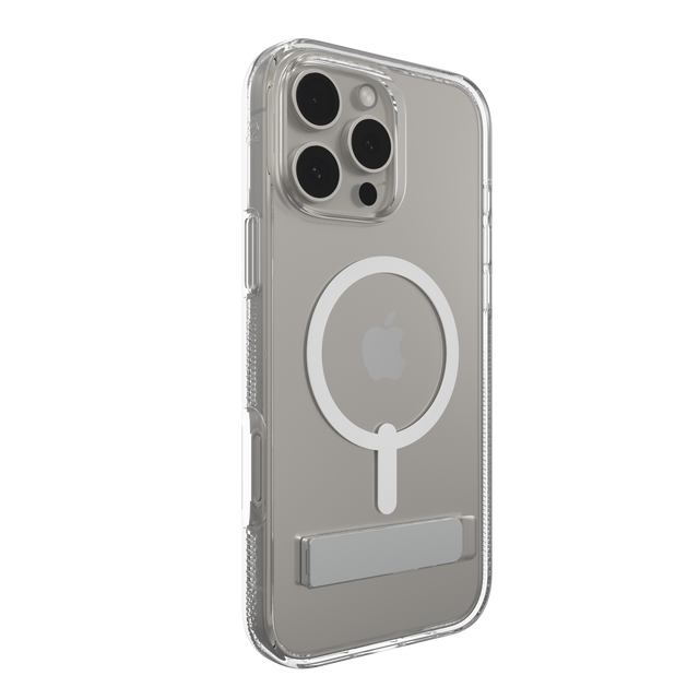 Front. ZAGG - Crystal Palace Snap MagSafe Compatible Case w/ Kickstand for Apple iPhone 16 Pro Max - Clear.