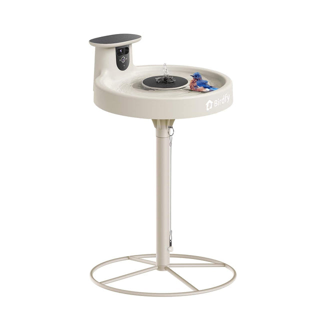 Front. BIRDFY - Smart Bird Bath with Camera, Solar Powered Fountain&Stand, Dual-Lens HD View, Auto Capture&AI Identify(Lifetime Free) - White.