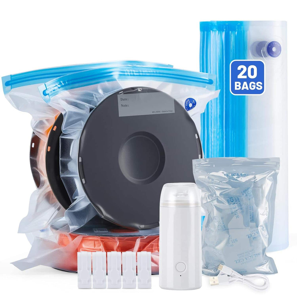 AGPtek - 20 Pack 3D Printer Filament Storage Bags - Clear Blue