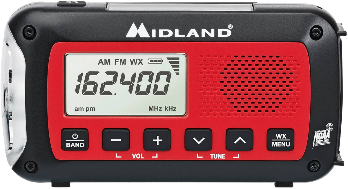Midland - Emergency Crank Weather Alert Radio - Red/Black