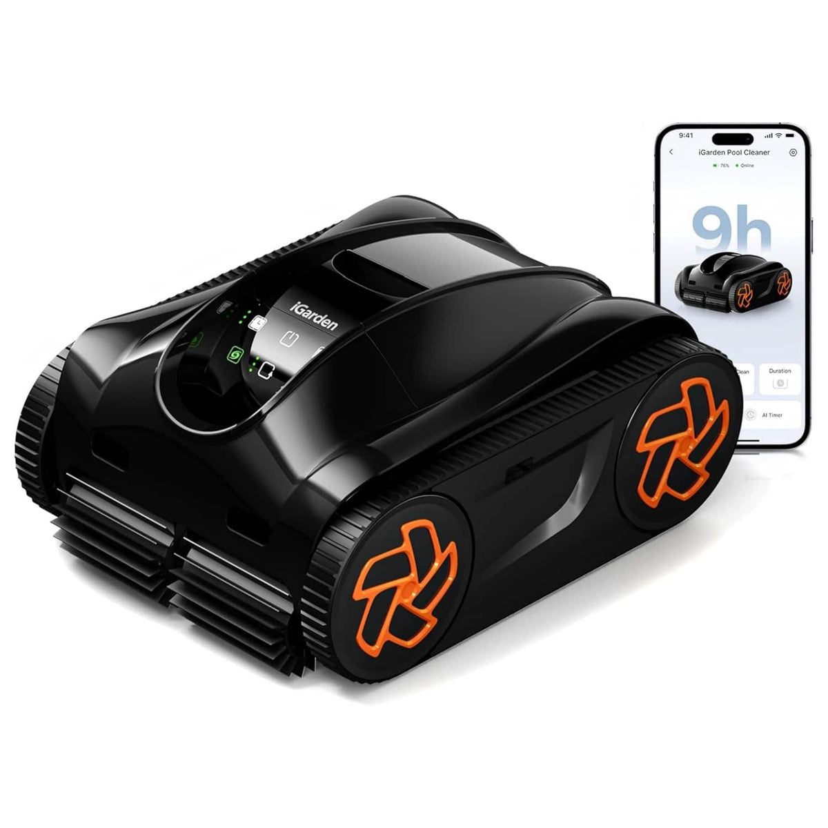 iGARDEN - Robotic Pool Cleaner K90, 9H Runtime Cordless Pool Vacuum Robot, Turbo 200% Suction