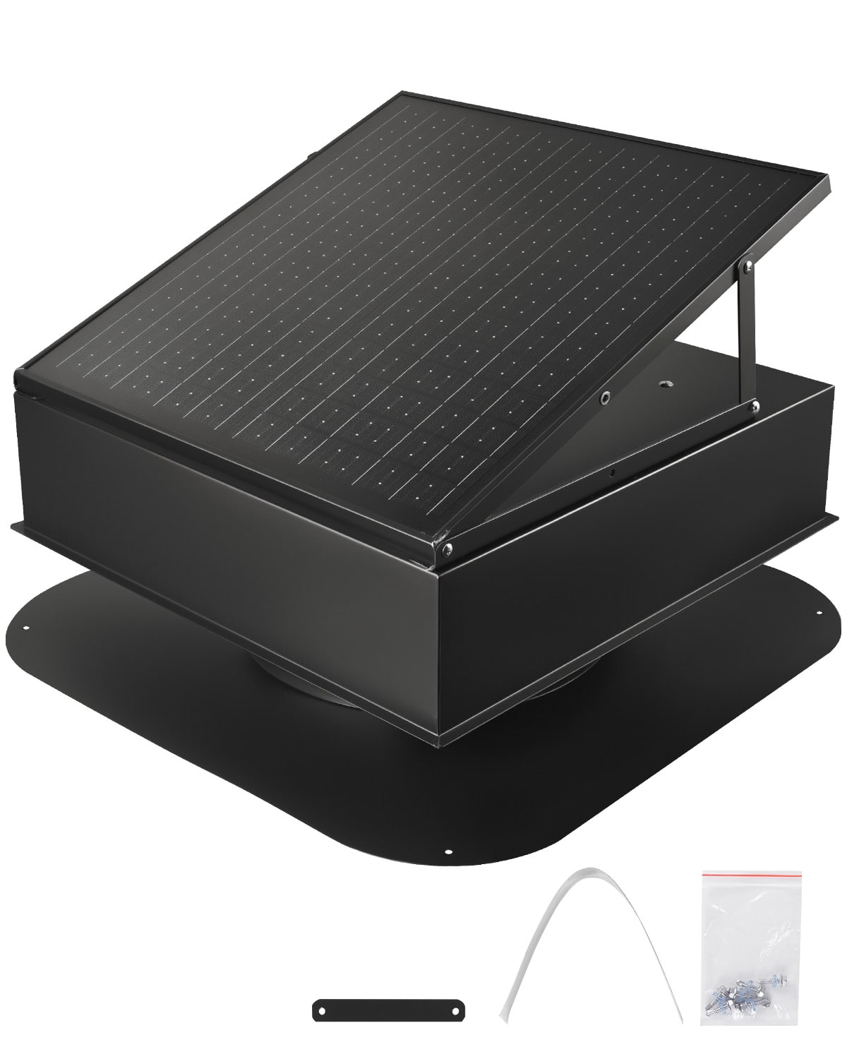 VEVOR - Roof Attic Exhaust Fan, 35W Smart Solar Roof Ventilation Fan Auto Temperature Control, 2400 CFM Airflow Built-in - Black