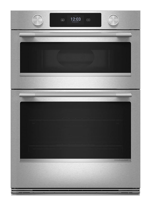 KitchenAid - 30-inch Smart Built-In Electric Double Wall Combination with Microwave and Assisted Cooking Modes - Stainless Steel
