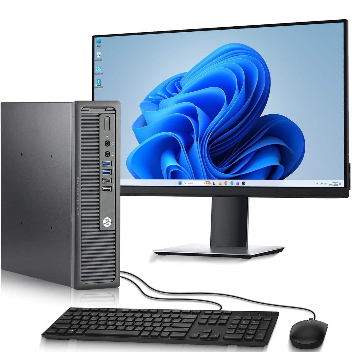 HP - Refurbished Excellent - G1 USFF Desktop Computer PC | Intel Core i5-4th 3.2GHz | 8GB DDR3 RAM | 128GB SSD | 19" LED | KB & Mouse | WiFi | Win11 - Black