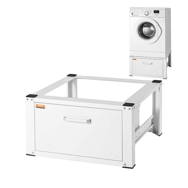 Front. VEVOR - Laundry Pedestal 27" Wide 14.4" Height, Washer And Dryer Base Stand Platform Universal Fit 660lbs Capacity - White.