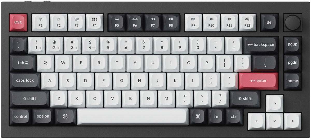 Keychron - Q1HE 75% Custom Wireless RGB Mechanical Keyboard with Programmable QMK/VIA Hot-Swappable Magnetic Switch - Black