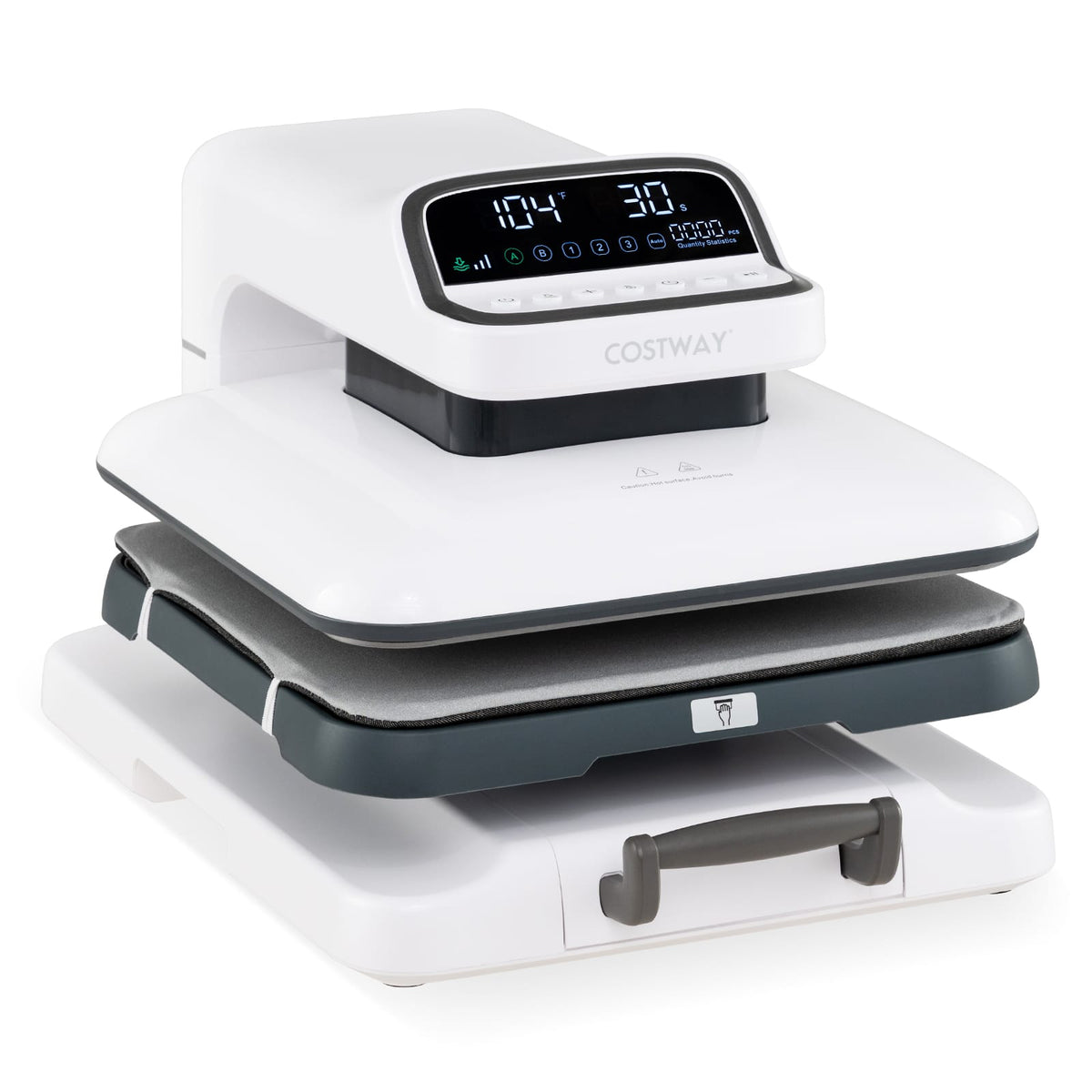 Costway - Auto Heat Press Machine for T Shirts with Auto Release, Adjustable Pressure - White