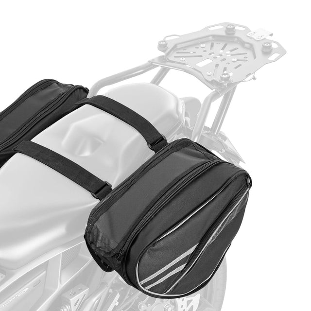 Front. VEVOR - Motorcycle Saddlebag, 30 L (15 L x 2) Large Capacity Side Saddle Bag with Waterproof Rain Cover and Straps - Black.