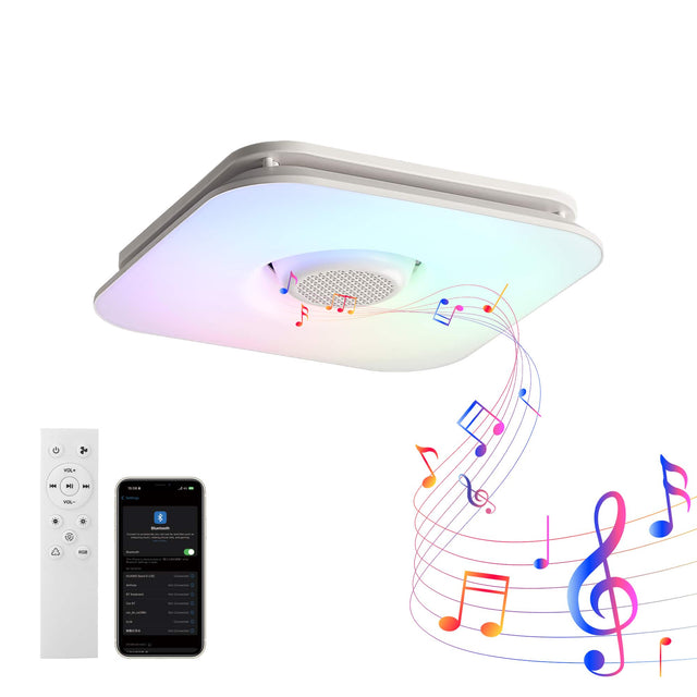 Front. Vaczon - 12" Smart Bathroom Exhaust Fan with Bluetooth Speaker, 110 CFM, 3CCT RGB LED, App and Remote Control - White.