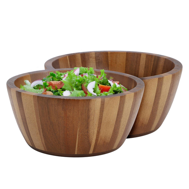 Front. MegaChef - MegaChef 2 Piece 8.5 Inch Acacia Wood Salad Bowl Set - Brown.