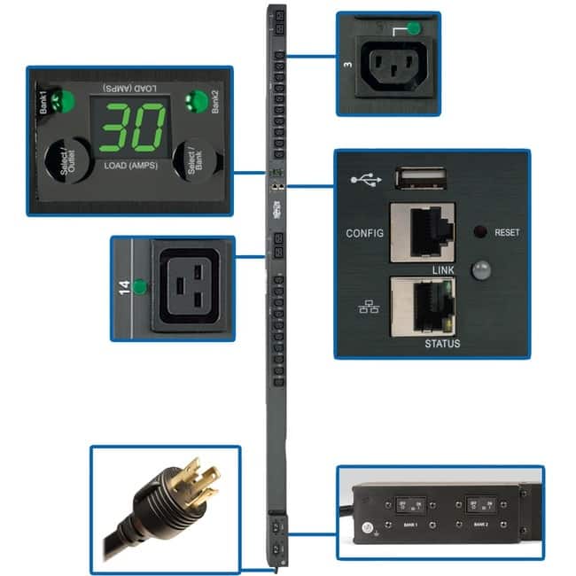 Tripp Lite - by Eaton PDU 5.5kW Single-Phase Switched PDU Outlet Monitoring 208/230V Outlets (20 C13 & 4 C19) 0U LX - Unknown