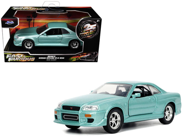 Fin Jada 8+ 2 OF YEARS EUHIOUS FAST & BRIAN'S NISSAN SKYLINE CT-R (R34) FURIOUS DIE-CAST