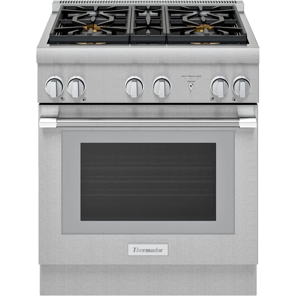 Thermador - Pro Harmony 30 in. Wide 4.4 Cu. Ft. Freestanding Dual Fuel Convection Range with Self-Cleaning and 4 Star Burners - Stainless Steel