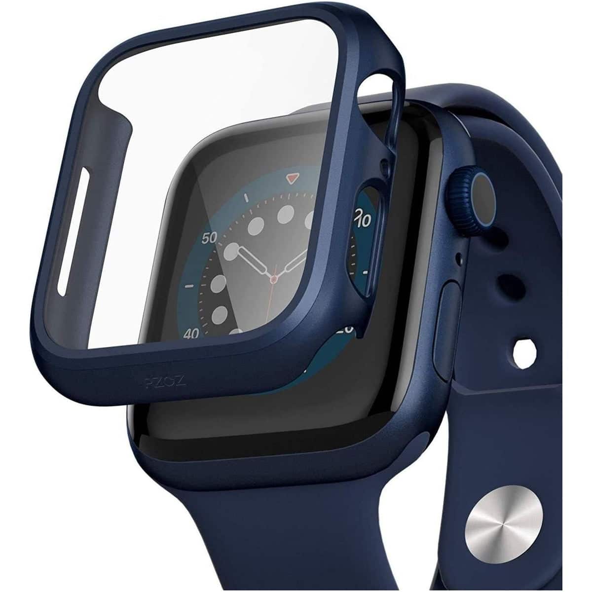 Entronix - Protective Case for Apple Watch Series 6/5/4/SE, 44mm - Durable Cover with Screen Protector - Navy