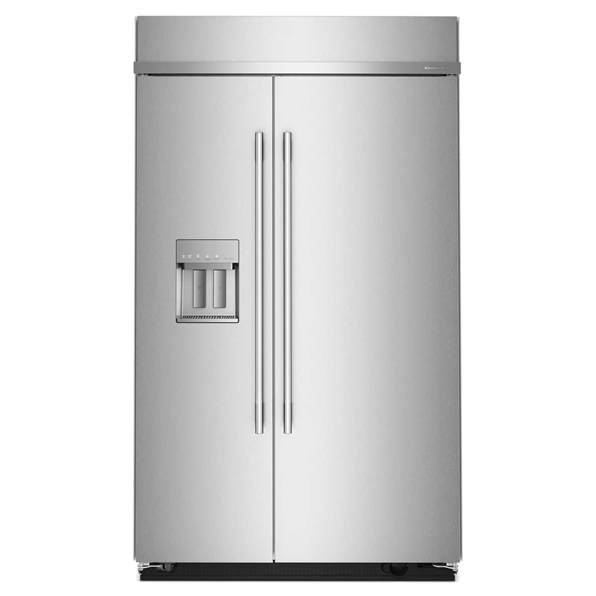 KitchenAid - 48 in. Wide 29.4 cu. ft. Built-In Side-by-Side Refrigerator with Exterior Water and Ice Dispenser with Measured Fill - Stainless Steel