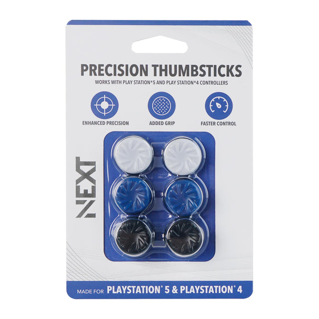 PRECISION THUMBSTICKS  
WORKS WITH PLAY STATION 5 AND PLAY STATION 4 CONTROLLERS  

ENHANCED PRECISION  
ADDED GRIP  
FASTER CONTROL  

MADE FOR PLAYSTATION 5 & PLAYSTATION 4
