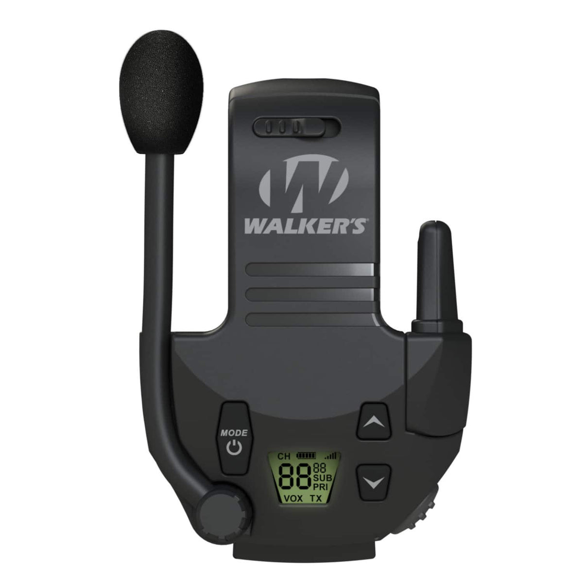 Walker’s - Walker's Tactical/Hunting Walkie Talkie, Integrates w/ Razor Muffs, 2-Mile Range - Black
