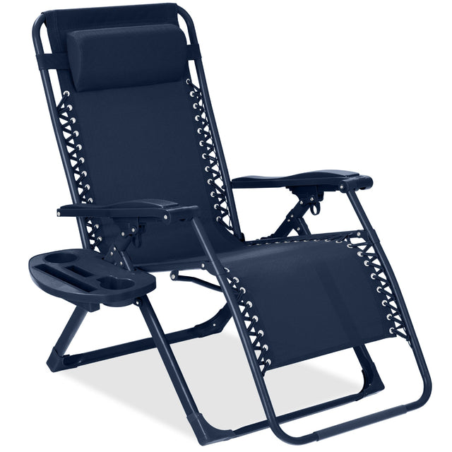 Front. Best Choice Products - Best Choice Products Monochromatic Zero Gravity Chair, Folding Patio Recliner w/Side Tray, Headrest - Navy - Navy.