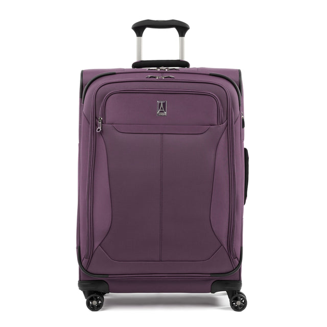 Front. Travelpro - Tourlite Softside Expandable 25" Checked Spinner Luggage - Deep Purple.